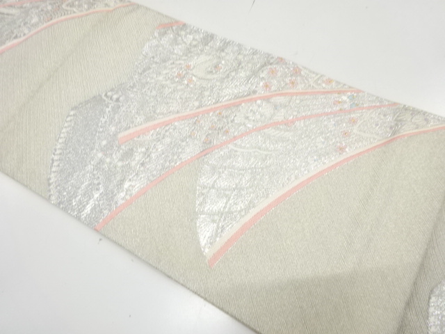 JAPANESE KIMONO / ANTIQUE FUKURO OBI / SILK / WOVEN FLORAL SARASA